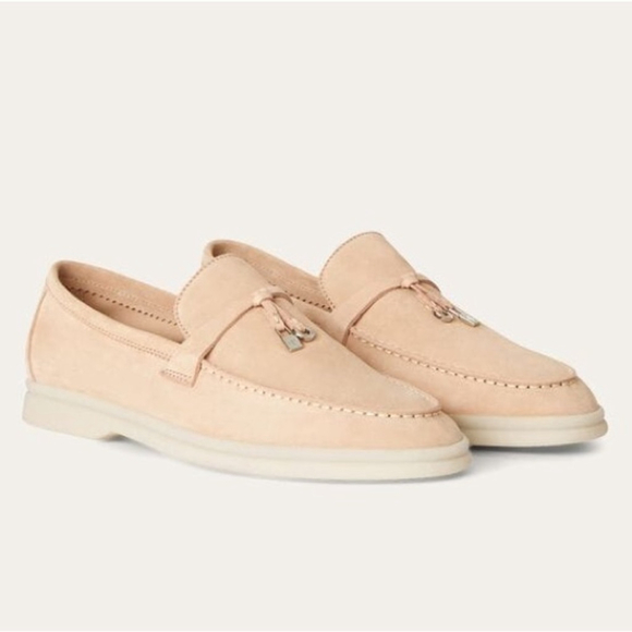 Loro Piana Shoes - Loro Piana Summer Charms Walk Suede Loafers in Pink Sand Suede Size 36